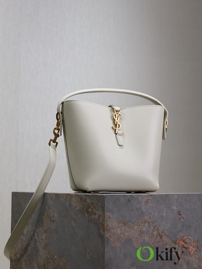 Okify YSL Le 37 Small White Bucket Bag 17×20×13cm - 1