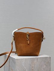 Okify YSL Le 37 Small Brown Suede Bucket Bag 17×20×13cm - 1