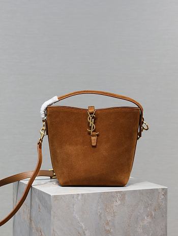 Okify YSL Le 37 Small Brown Suede Bucket Bag 17×20×13cm