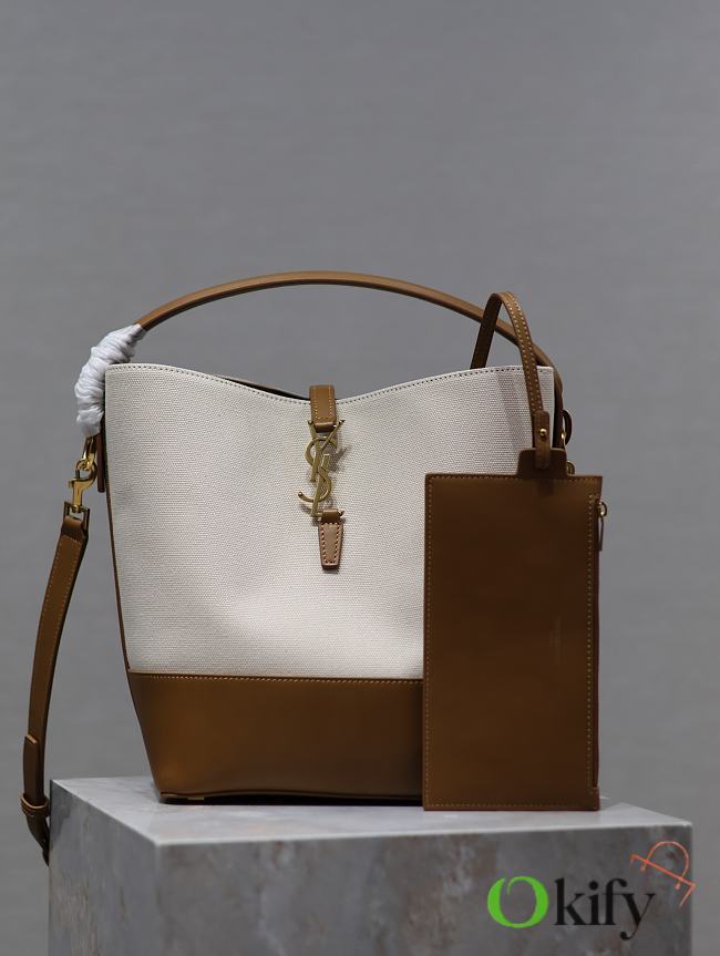 Okify YSL LE37 Canvas and Leather Bucket Bag 26×20×12cm - 1