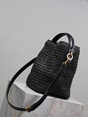 YSL LE 37 Black Woven Bucket Bag 20×25×16cm - 2