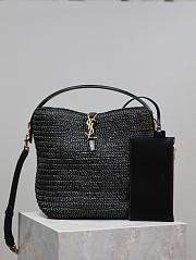 YSL LE 37 Black Woven Bucket Bag 20×25×16cm - 1