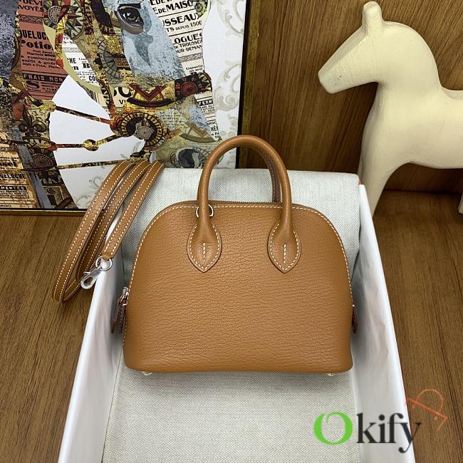 Okify Hermes Mini Bolide Evercolor Caramel Silver Hardware 20x15x8cm - 1