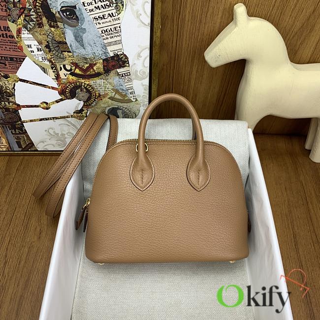 Okify Hermes Mini Bolide Evercolor Light Brown With Gold Hardware 20x15x8cm - 1