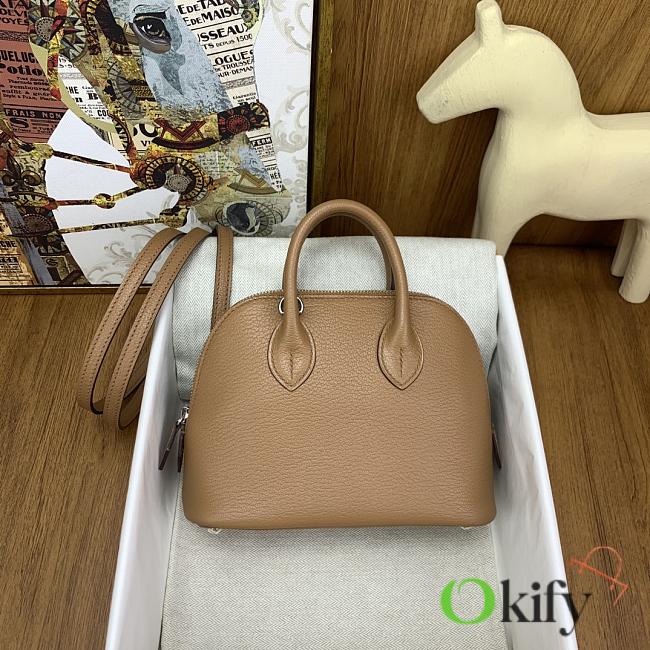 Okify Hermes Mini Bolide Evercolor Light Brown With Silver Hardware 20x15x8cm - 1