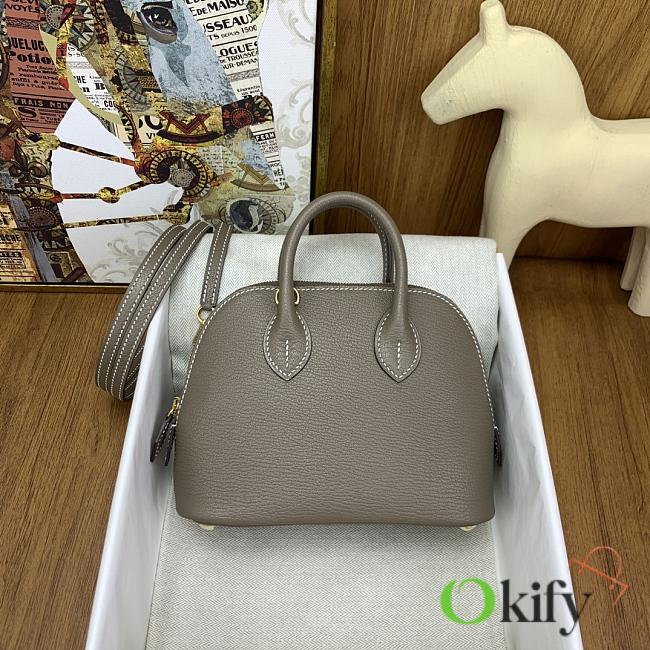 Okify Hermes Mini Bolide Evercolor Light Gray With Gold Hardware 20x15x8cm - 1