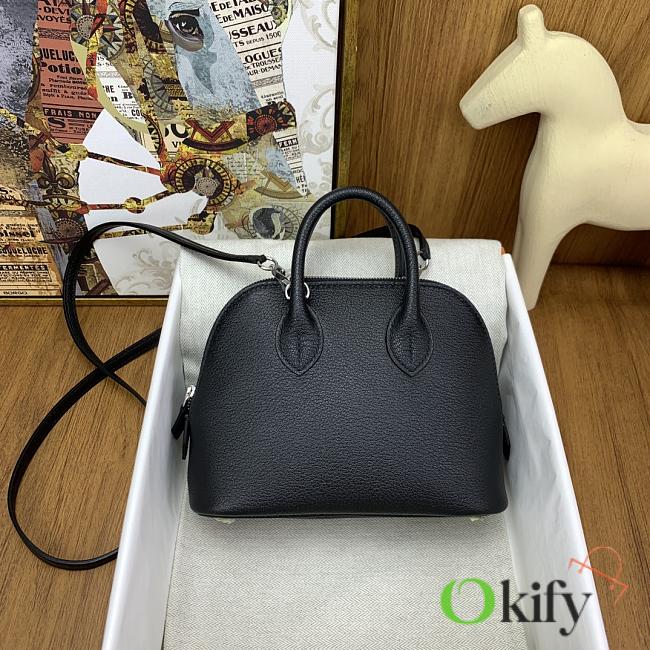 Okify Hermes Mini Bolide Evercolor Black With Silver Hardware 20x15x8cm - 1