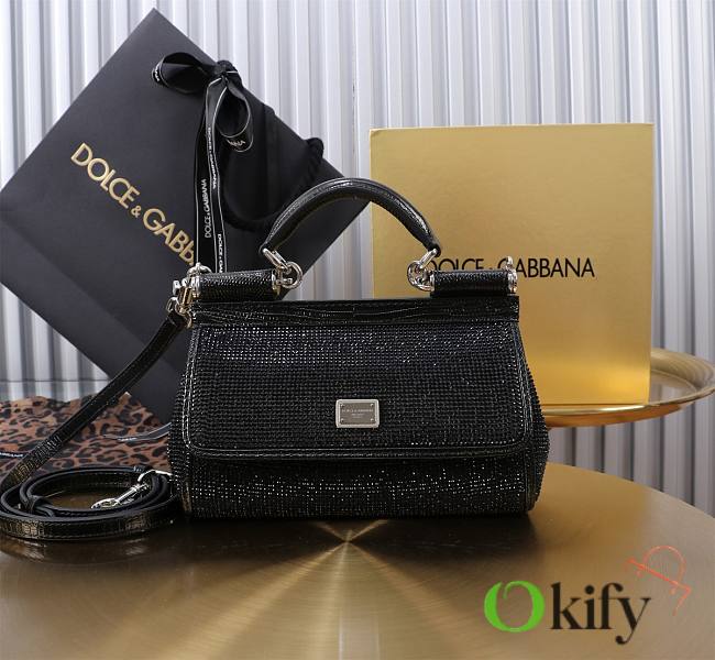 Okify Dolce&Gabbana Black Small Sicily Handbag 11x18x6cm - 1