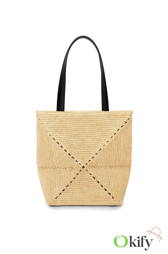 Okify Loewe Puzzle Fold Tote In Raffia 25.5x31.5x14.5 cm - 1