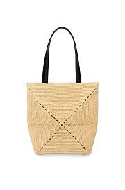 Okify Loewe Puzzle Fold Tote In Raffia 25.5x31.5x14.5 cm - 1