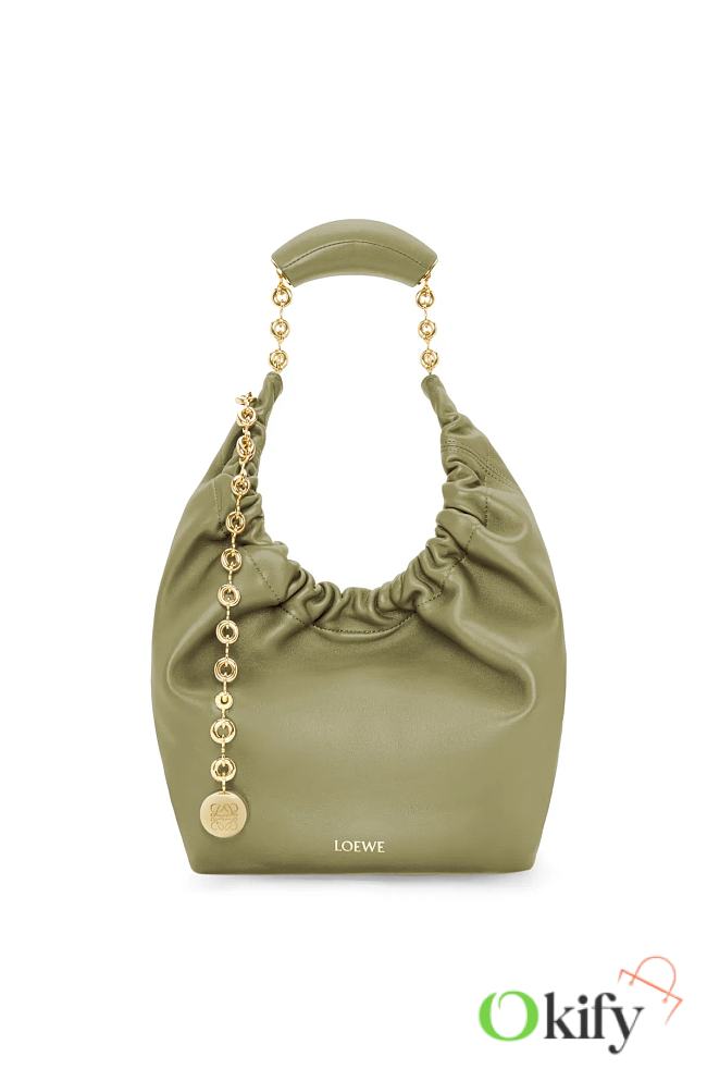 Okify Loewe Small Squeeze Bag in Mellow Nappa Lambskin Eucalyptus Green 29x24x10.5 cm - 1