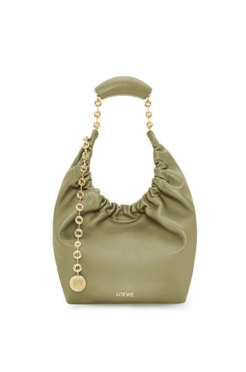 Okify Loewe Small Squeeze Bag in Mellow Nappa Lambskin Eucalyptus Green 29x24x10.5 cm