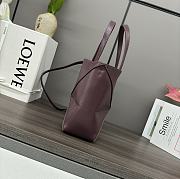 Okify Loewe Mini Puzzle Fold Tote Bag in Shiny Calfskin Dark Burgundy 16.5x9.5x20cm - 5