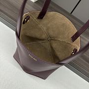 Okify Loewe Mini Puzzle Fold Tote Bag in Shiny Calfskin Dark Burgundy 16.5x9.5x20cm - 2