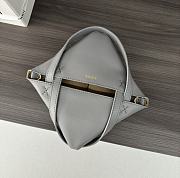 Okify Loewe Mini Puzzle Fold Tote Bag in Shiny Calfskin Pearl Grey/Dark Grey 16.5x9.5x20cm - 3