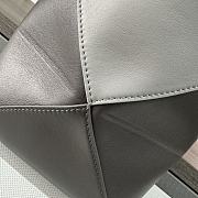 Okify Loewe Mini Puzzle Fold Tote Bag in Shiny Calfskin Pearl Grey/Dark Grey 16.5x9.5x20cm - 2