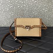 Okify Valentino Rockstud Shoulder Bag in Woven Raffia 22.5x15.5x6cm - 1