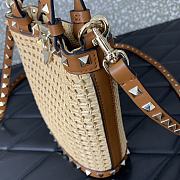 Okify Valentino Aravani Rockstud Mini Raffia Bucket Bag 16x19x8.5cm - 4