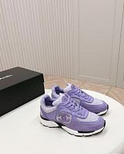 Okify Chanel Wool Tweed, Calfskin And Suede Purple Sneakers  - 1