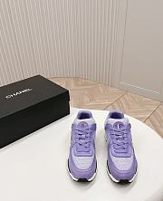 Okify Chanel Wool Tweed, Calfskin And Suede Purple Sneakers  - 3