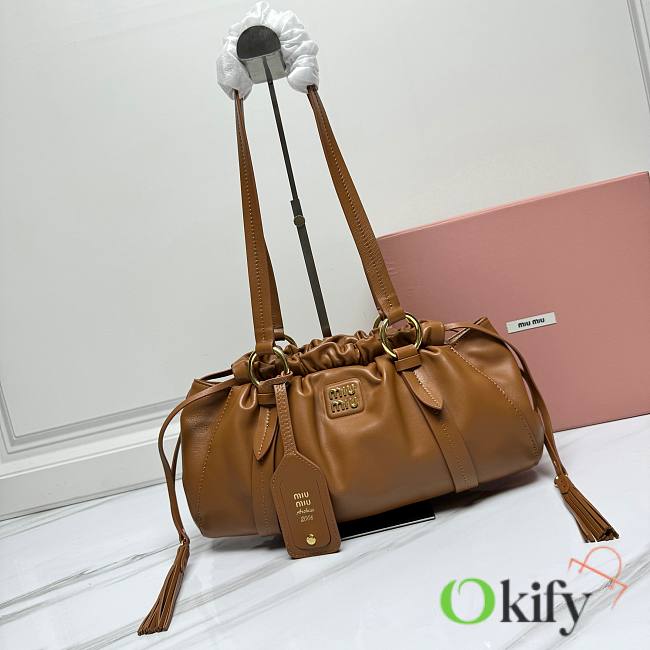 Okify MiuMiu Joie Nappa Light Brown Leather Bag 40x22x10.5 cm - 1