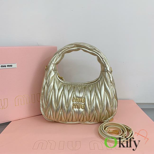 Okify MiuMiu Wander matelassé nappa leather hobo Pyrite bag 28x27x10cm - 1