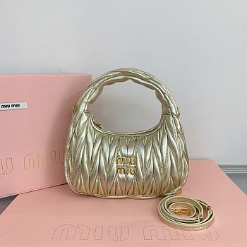 Okify MiuMiu Wander matelassé nappa leather hobo Pyrite bag 28x27x10cm