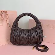 Okify MiuMiu Wander matelassé nappa leather hobo dark brown bag 28x27x10cm - 5