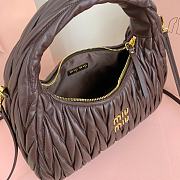 Okify MiuMiu Wander matelassé nappa leather hobo dark brown bag 28x27x10cm - 2