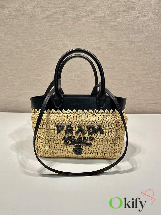 Okify Prada Mini crochet and leather tote bag 21x21.6x10cm - 1