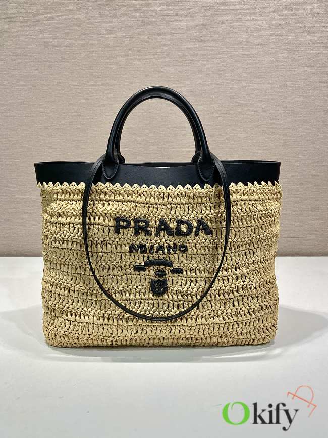 Okify Prada Medium crochet and leather tote bag 32x29x16cm - 1