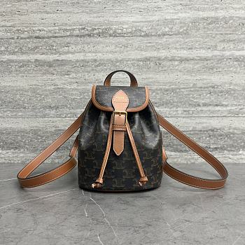 Okify Celine Mini Folco Black Backpack in Triomphe Canvas and Calfskin 20×10.5×17cm