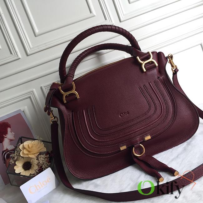 Okify Chloe Large Marcie bag in Dimness Purple Grained Leather 36x12x28cm - 1