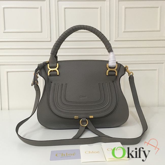 Okify Chloe Large Marcie bag in Grey/Gray Grained Leather 36x12x28cm - 1