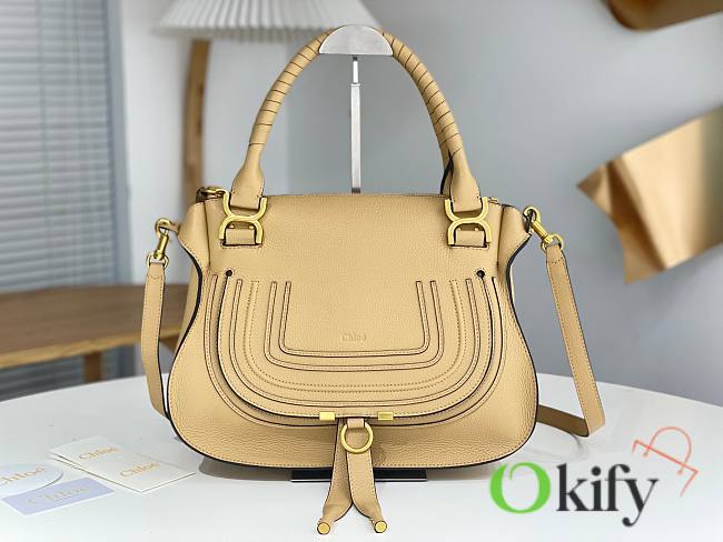 Okify Chloe Large Marcie bag in Milk Tea Grained Leather 36x12x28cm - 1