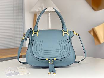 Okify Chloe Large Marcie bag in Blue Grained Leather 36x12x28cm