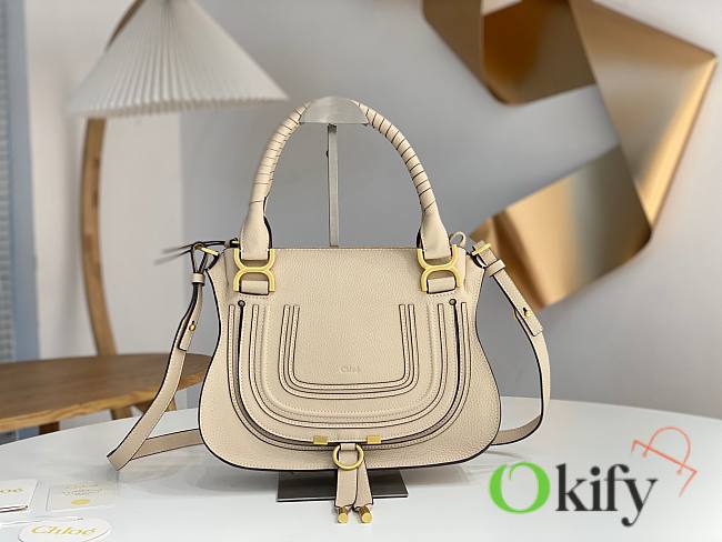 Okify Chloe Medium Marcie bag in Cream Grained Leather 30x23x10cm - 1