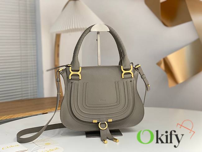 Okify Chloe Medium Marcie bag in Gray Grained Leather 30x23x10cm - 1