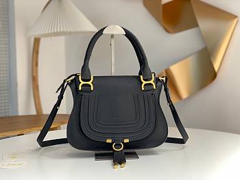 Okify Chloe Medium Marcie bag in Black Grained Leather 30x23x10cm