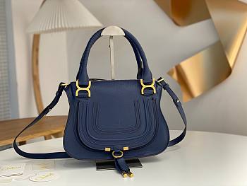 Okify Chloe Medium Marcie bag in Dark Blue Grained Leather 30x23x10cm