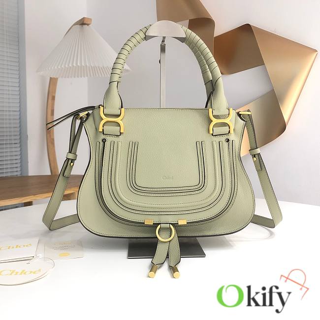 Okify Chloe Medium Marcie bag in Matcha Green Grained Leather 30x23x10cm - 1