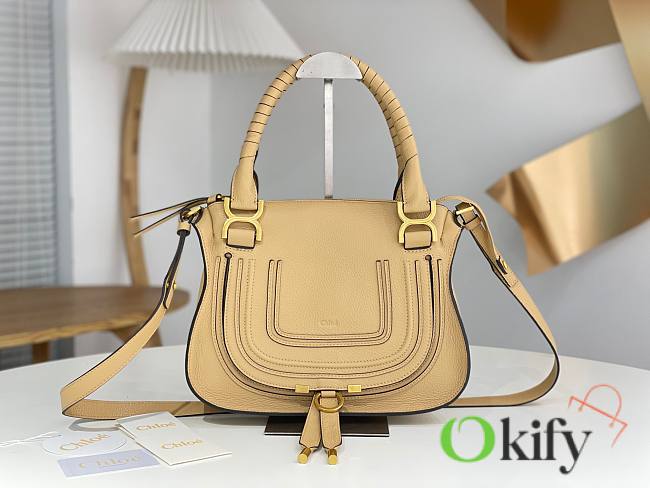 Okify Chloe Medium Marcie bag in Milk Tea Grained Leather 30x23x10cm - 1