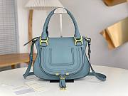 Okify Chloe Medium Marcie bag in Blue Grained Leather 30x23x10cm - 1