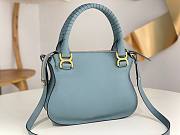 Okify Chloe Medium Marcie bag in Blue Grained Leather 30x23x10cm - 4