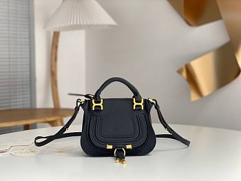 Okify Chloe Small Marcie bag in Black Grained Leather 21x16x8cm