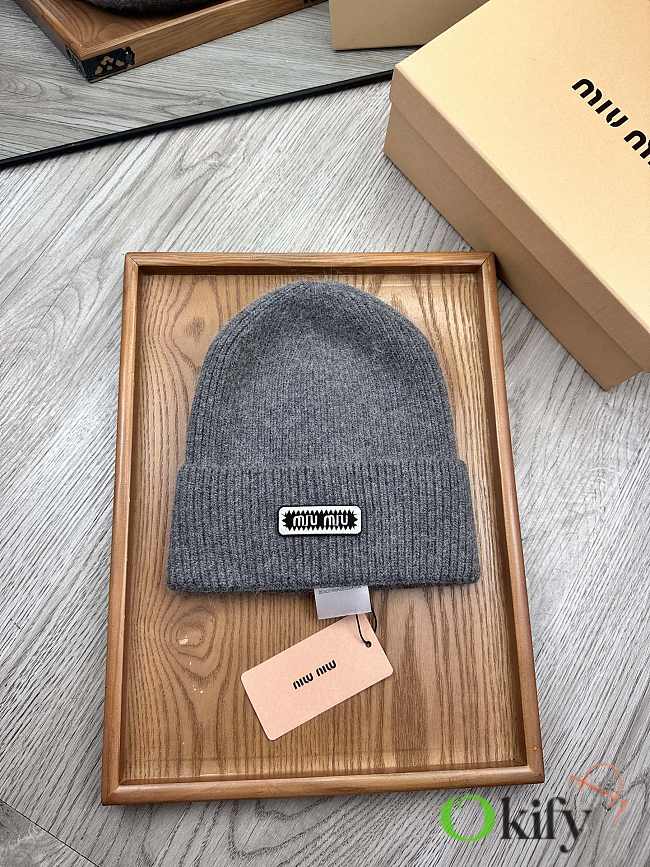 Okify MiuMiu Wool Beanie Grey/Gray Hat - 1