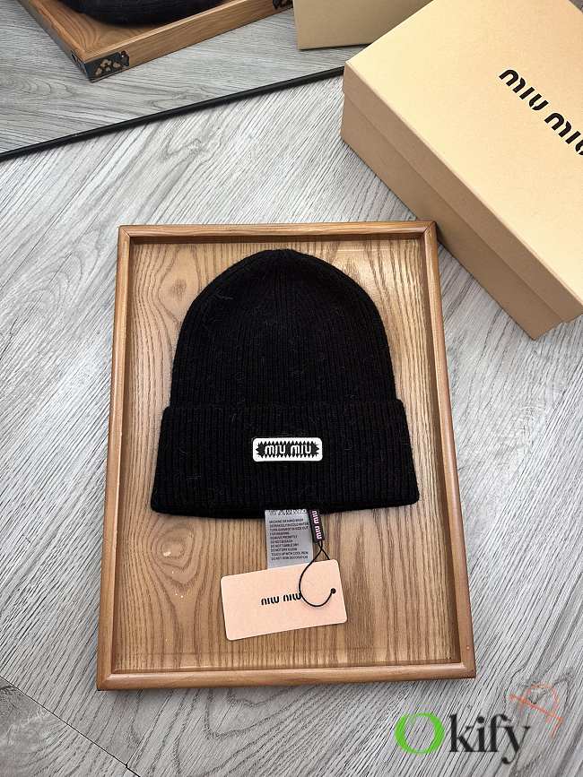 Okify MiuMiu Wool Beanie Black Hat - 1