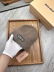 Okify MiuMiu Wool Beanie Light Brown Hat - 2