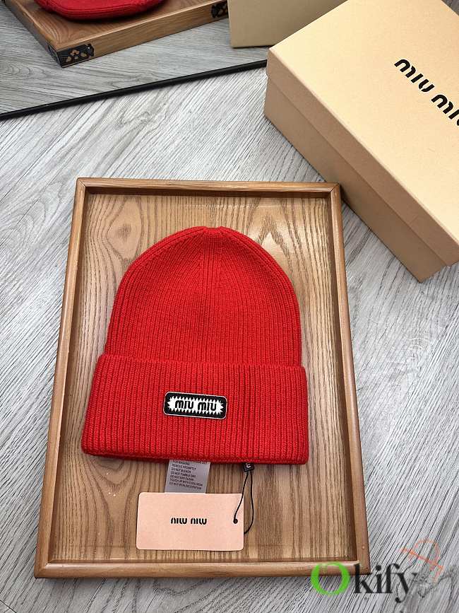 Okify MiuMiu Wool Beanie Red Hat - 1