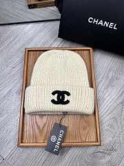 Okify Chanel Wool Beanie Cream Hat - 1